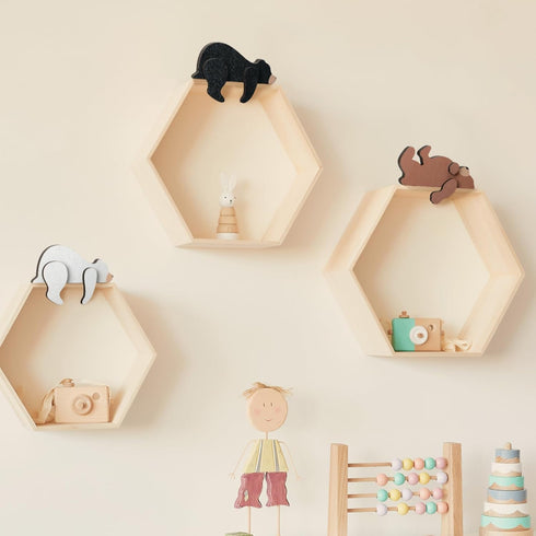 Threehoney 3 3 Pcs Forest Woodland Nursery Decor for Wooden Bear Door Topper Decoration Wilderness Sleeping Wooden