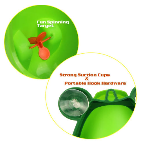Cute Frog Potty Training Urinal for Boys, Blackish Green with Funny Aiming Target.