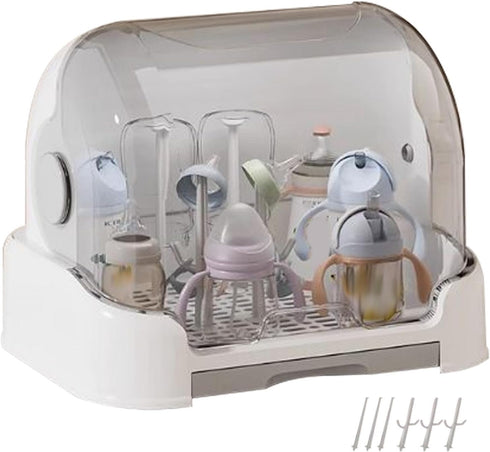 Generic Bottle Drying Organizer - Rack Container With Lid, Nursery Storage Accessories, Pacifier Dish Cup Components