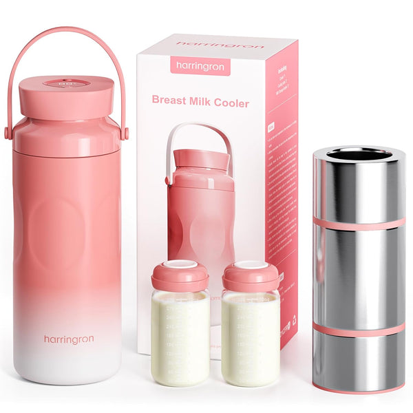 harringron Portable Bottle Cooler for Breastmilk Travel 2 Pack Breastmilk Cooler Reusable 22oz