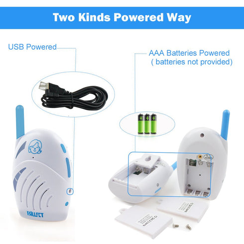 Portable Two-Way Audio Baby Monitor with USB Charging