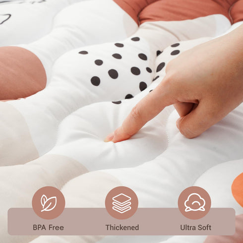 50"x50" 0-6 Tummy Bunnikins & Clover Baby Play Mats for Floor, Thicken Soft Play Mat for Babies Months, Foldable
