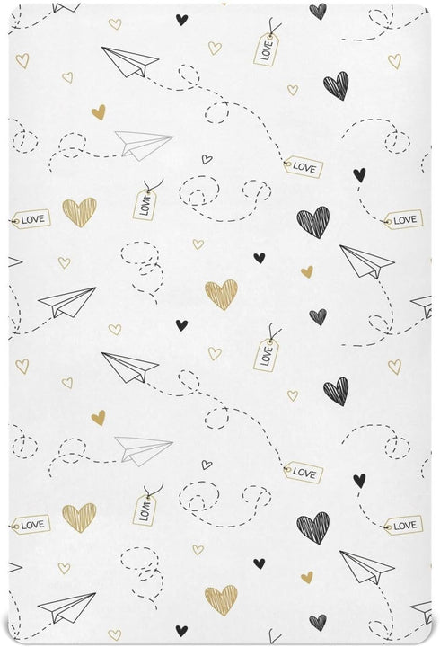 Emelivor Paper Airplane White Baby Crib Sheets for Boys Girls Soft Nursery Bedding