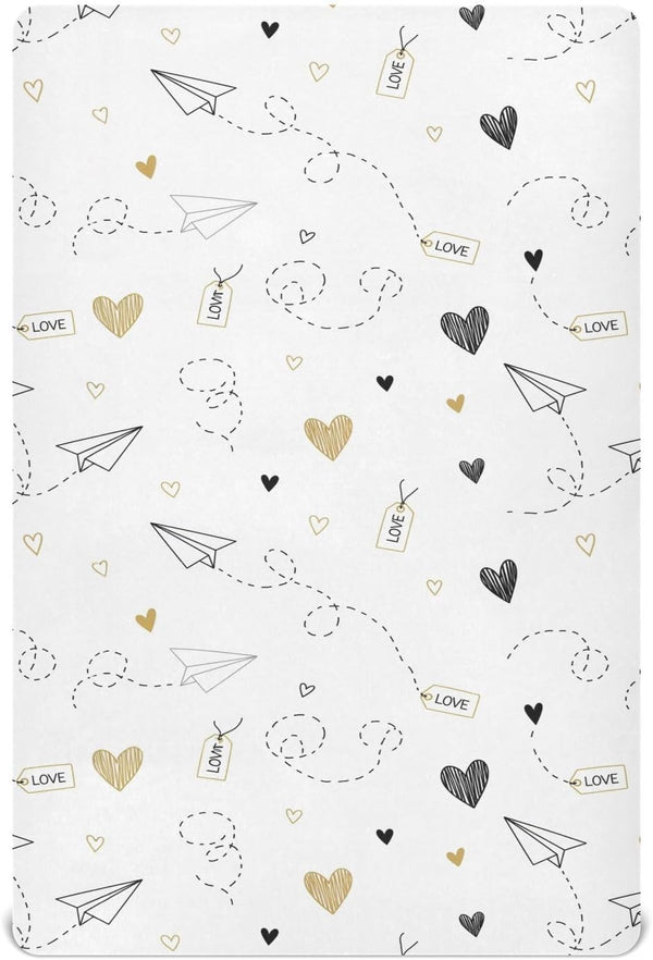 Emelivor Paper Airplane White Baby Crib Sheets for Boys Girls Soft Nursery Bedding
