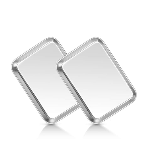 TeamFar Kids Plates, 7.3"×5.3"×0.8", Stainless Steel Plates for Kids, Metal Toddler Plate Tray Set, Dishwasher Safe