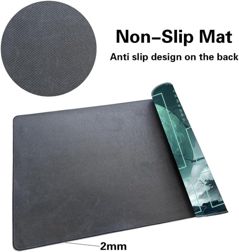 MTG Playmat 24x14in - Free Storage Bags, Non-Slip Backing, Ideal for Card Game Enthusiasts (with Zone)