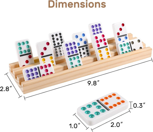 Set 4 12 Set 4 91 12 Set Mexican Train Dominoes with Wooden Trays/Racks, Double Dominos Travel with Domino Tiles