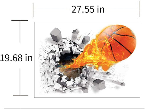 Supzone 3D Basketball Wall Sticker, Self-Adhesive Vinyl Removable Flying Basketball Art for Kids Bedroom