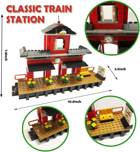 583 Set 6+ Building Blocks Toys Pieces Classic Train with Station Construction Brick Education Learning Toys for Kids