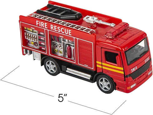 Set 2 3-5 1-3 Pullback ArtCreativity Diecast Fire Truck Toy, of Firetruck Toys Years Old, Engine Rescue Trucks, Diecast