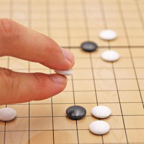Medium Magnetic Go Chess Set Game: 19x19, 11 Inch Portable with Single Convex Plastic Stones, Classic Strategy Game