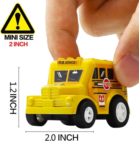 12 Pack Set, Set Funcorn Toys Pull Back Car, Assorted Mini Plastic Vehicle Pull Back Truck and Car Toys for Boys Kids