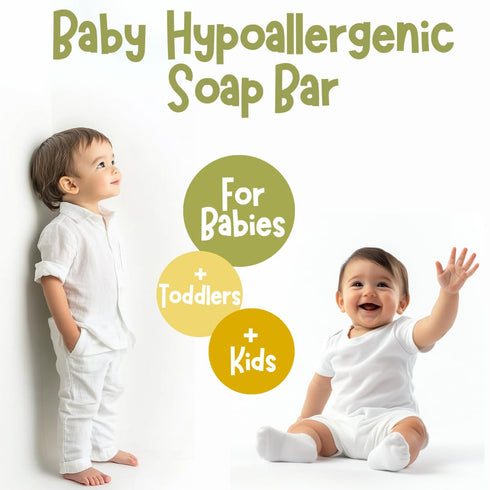 3 Hypoallergenic Baby Soap Bar | Gentle Cleansing Baby Body Wash Bar for Sensitive Skin | Chamomile & Green Tea | Made