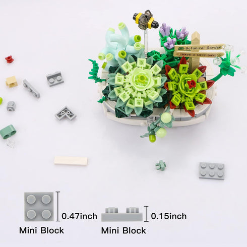 MEIEST Set,Creative Mini Building Blocks Succulent Plant Bonsai Model DIY Simulation Particle Flower Botanical