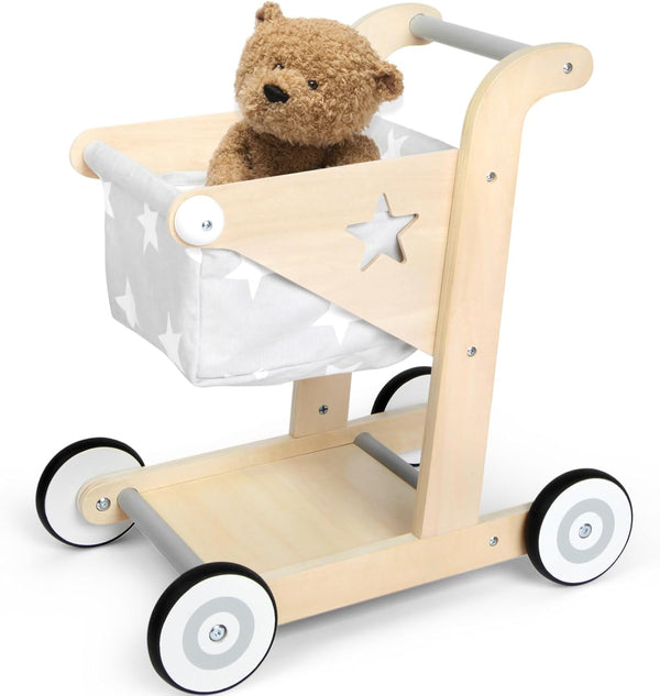 Asweets 2 in 1 Wooden Baby Walker Push and Pull Doll Stroller,