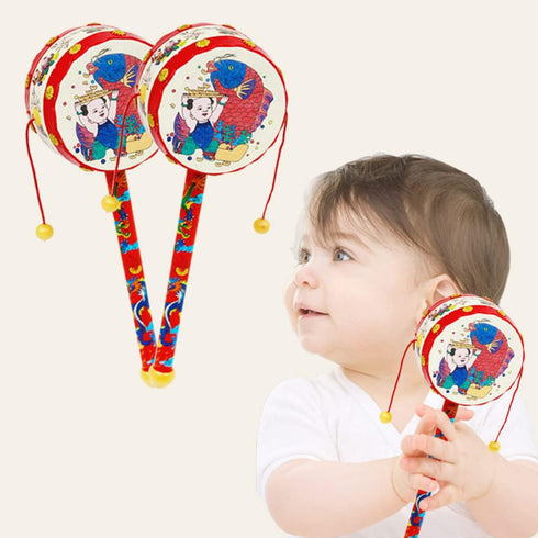Toddmomy Baby Tots Wooden Monkey Drums Rattle, Musical Toys for Infants