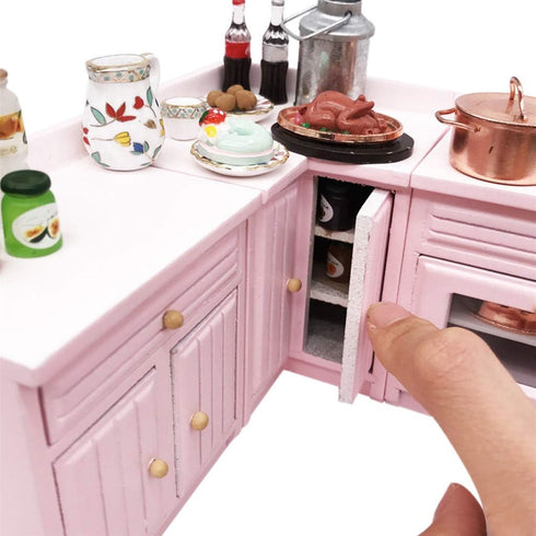 SXFSE Accessories,1:12 Set Dollhouse Decoration Dollhouse Miniature Furniture Wooden Kitchen Cabinet Freely Combined