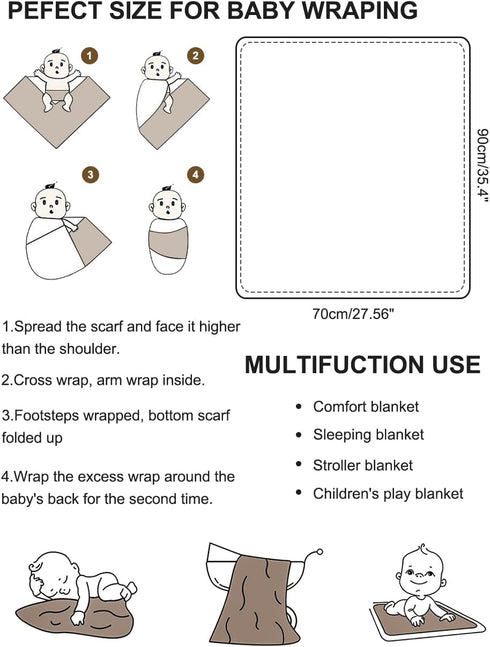 Stretchy Baby Swaddle Blanket and Headband Set, Newborn Receiving Blankets with Matching Hat