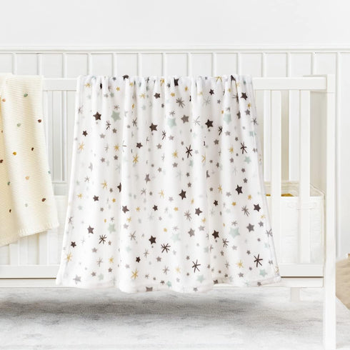 Bunnikins & Clover Lightweight Plush Flannel Baby Blanket - Super Soft Floral Fleece for Crib and Toddler Bed