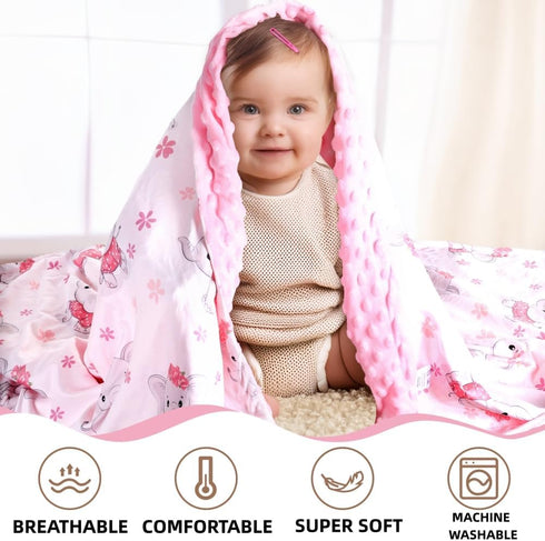 FIGEPO 30 40 Inch 1) New Born Baby Girl Double Layer Fuzzy Toddler Throw Blankets Soft Plush Minky Daycare Blanket