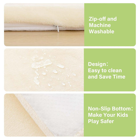 YKiMi Floor,1.3" 50" 50" Tummy Baby Play Mat for Thick Soft Foam Playpen Mat with Removable Washable Cover,Waterproof
