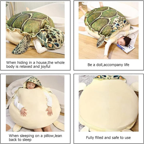 CARTBAE Turtle Shell Stuffed Animal - Soft and Comfortable Tortoise Plush Pillow, Creative Turtle Costume Plush Toy