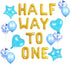 JeVenis 15 PCS Half Way To One Balloons for Boy Birthday Party Decorations, 1/2 Birthday Blue Balloons