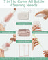 Momcozy 7-in-1 Baby Bottle Cleaner Kit with Silicone, Nipple & Straw Brushes, Soap Dispenser and Drying Rack - Portable
