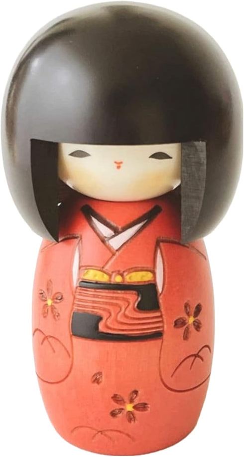 Usaburo Sosaku Kokeshi Doll - Osanago Red Color, Small Size, Made in Japan