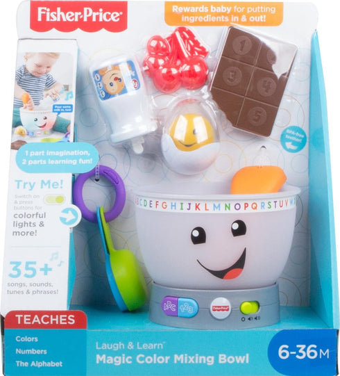 Fisher-Price Laugh & Learn Magic Color Mixing Bowl Baby Learning Toy with Pretend Food, Music & Lights for 6+ Months