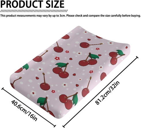 TOADDMOS Changing Pad Cover, Cherry with Floral Print Soft Breathable Diaper Changing Table Cover for Baby Boys Girls