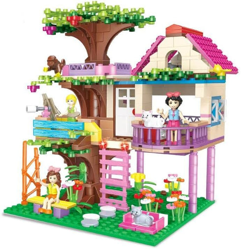Set 6-12+ HOGOKIDS Tree House Friends Building with LED Light - Girl House Forest Building Block Toy Kit, Birthday