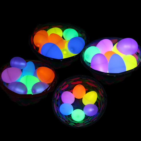 JOYIN 35 Pcs Easter Eggs with Mini Glow Sticks, Glow-in-The-Dark Basket Stuffers for Kids, Easter Egg Hunt Supplies