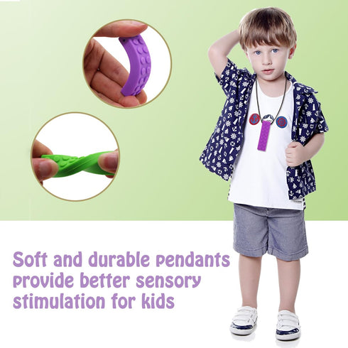 5PCS Chew Necklaces for Sensory Kids, Silicone Chewy Necklace for Boys and Girls with Autism, BPA Free