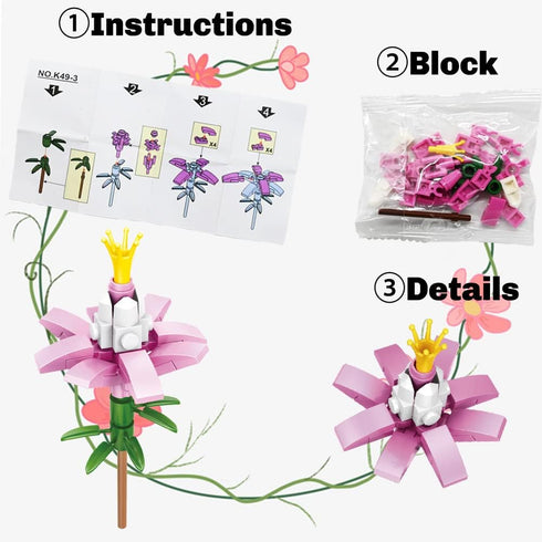 WODMAZ 12 Pcs Prefilled Easter Eggs with Bouquet Building Blocks, Surprise Flower Toys Set for Kids Easter Basket