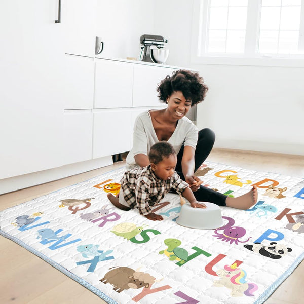 Baby Play Mat, 50x50 Super Soft Activity Mat with Anti-Slip Bottom, Machine Washable Crawling Mat