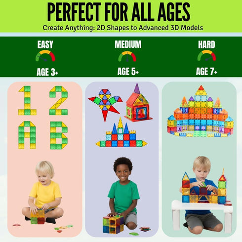 100 2 Magnetic Tiles pcs with Cars, STEM Building Blocks for Kids, Educational Gift, Magnet Construction Toys