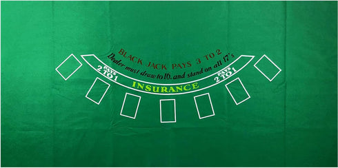 Blackjack Table Top Felt Layout - 36" x 72" Rectangle Las Vegas