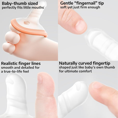 2-Pack 0-18 Garkoko Baby Pacifier with Clip & Case, Thumb-Shaped Soothing Pacifier Months, Non-Contact Shield