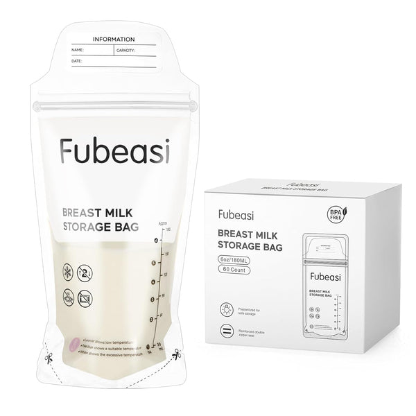 Fubeasi Breastmilk Storing Bags,Temp-Sensing Discoloration Milk Storing Bags for Breastfeeding, Leak Proof Double