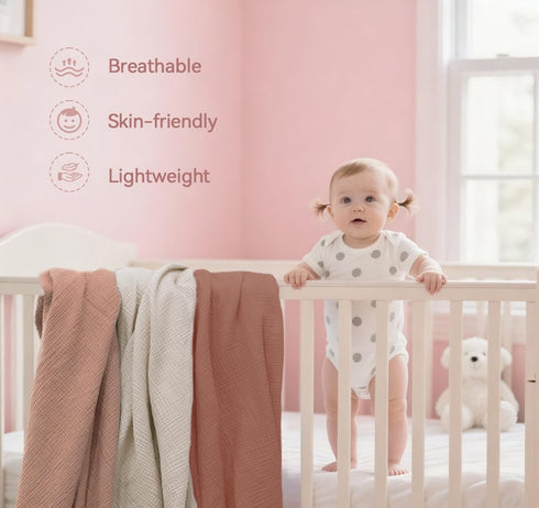 3 Pack 47x47 Inch Muslin Swaddle Blankets for Baby Boy - Large Receiving Blankets Neutral, Soft Breathable Cotton