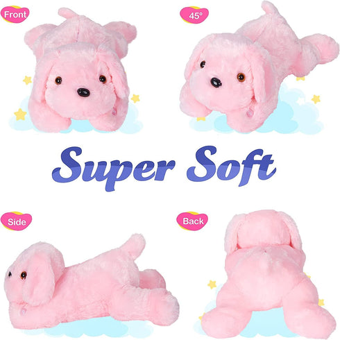 18'' WEWILL Light up Pink Puppy Dog LED Stuffed Animal with Colorful Night Light Glow Soft Plush Toy Gifts for Kids on