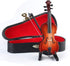 Dselvgvu Wooden Miniature Violin with Stand, Bow, and Case, Mini Musical Instrument Dollhouse Model Ornament Home