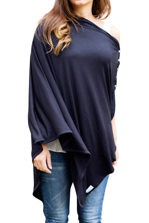 Byrd & Blume Maternity Nursing Cover, Lightweight Breastfeeding Wrap Shawl, Navy, One Size