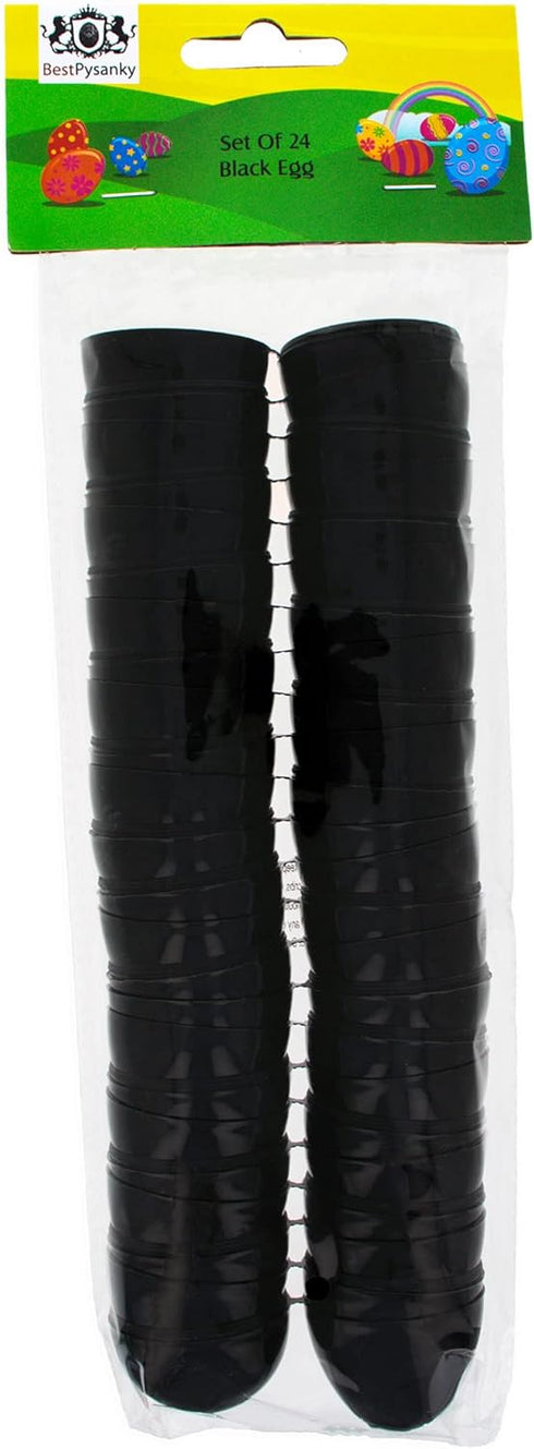 Set 24 2.25 Inches of Glossy Black Plastic Easter Eggs