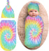 Norchzi Tie Dye Newborn Swaddle Blanket with Hat Set Baby Stuff Receiving Blankets