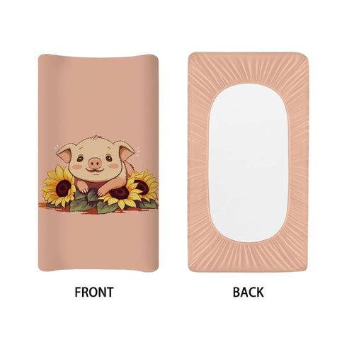 Stretchy Diaper Changing Pad Cover, Lovely Pig Sunflower 32"x16" Fitted Changing Table Cover, Breathable Home Decor