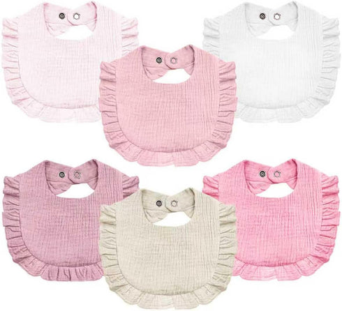 NISXABEBE Baby Muslin Bibs,6 Pcs Drool Bandana Bibs for Baby Girl Drooling and