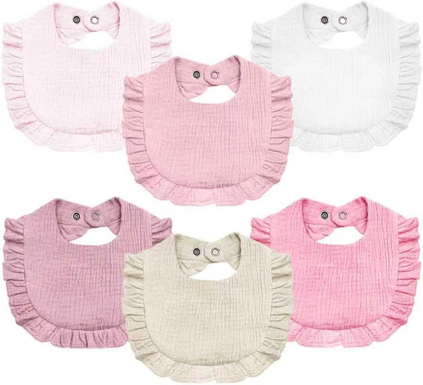 NISXABEBE Baby Muslin Bibs,6 Pcs Drool Bandana Bibs for Baby Girl Drooling and