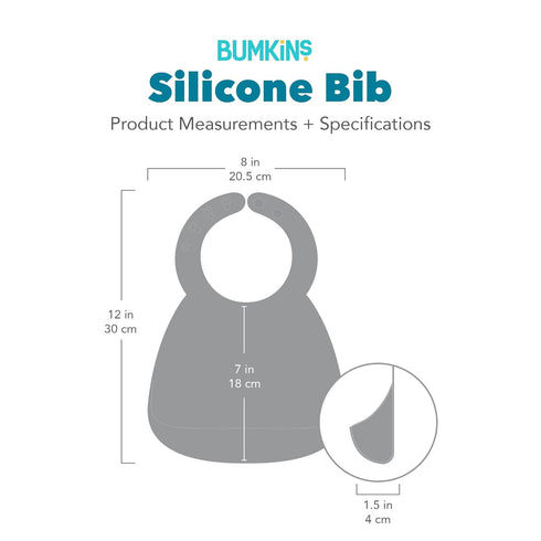 6-24 Bumkins Bibs, Silicone Pocket for Babies, Baby Bib for Girl or Boy, for Months Up to Toddler, Essential Must Have
